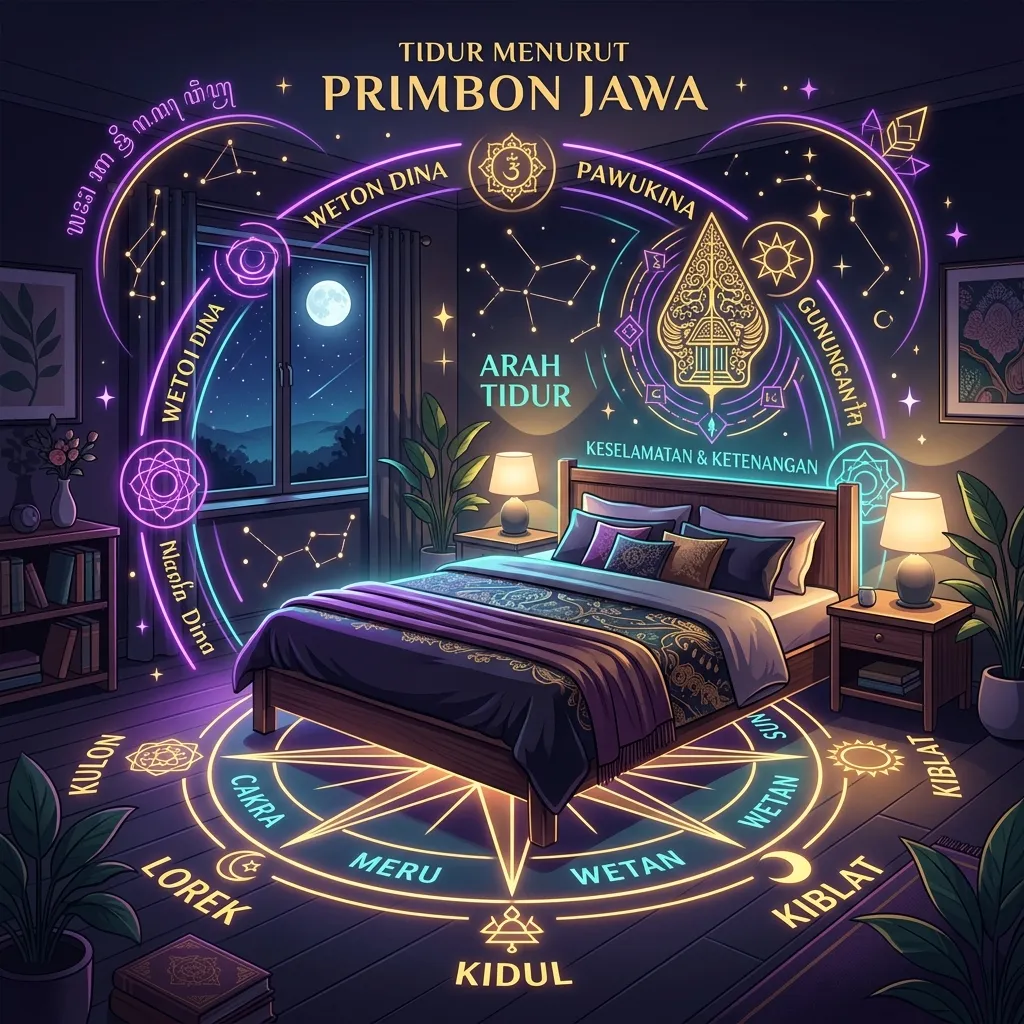 Ilustrasi Arah Tidur Keberuntungan Menurut Primbon Jawa: Kunci Harmonis & Rezeki